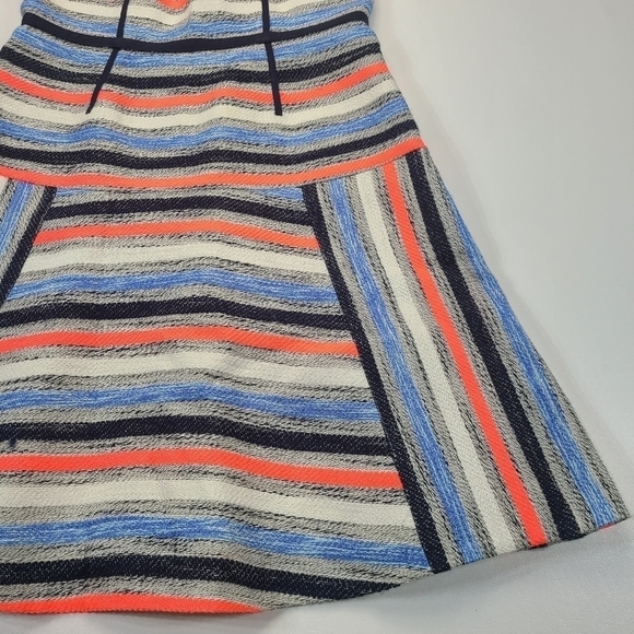 Shoshanna Simone Dress Stripe Fit & Flare Sleeveless Textured Linen Blend Mini 2 - Picture 5 of 15